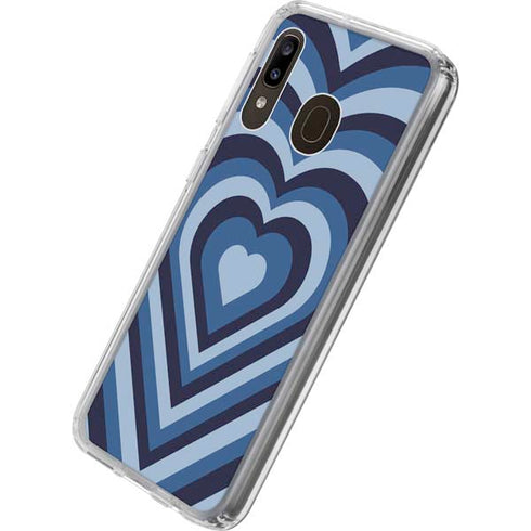 Blue Heart Pattern Galaxy A20 Clear Case